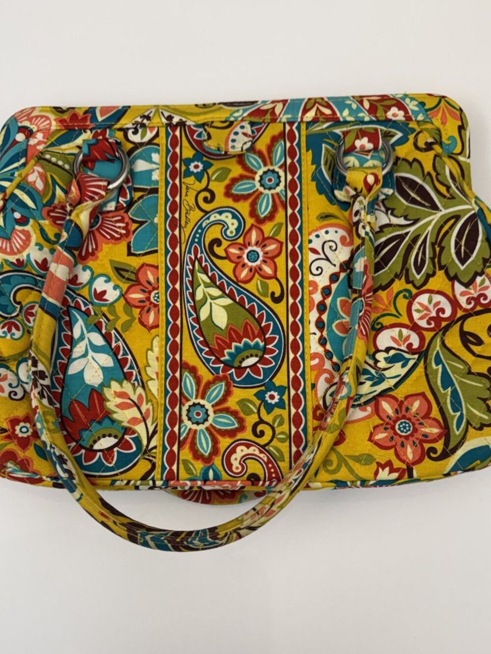 Vera Bradley Abby Tote Bag Provencal Quilted Cotton Yellow Paisley Purse Retired